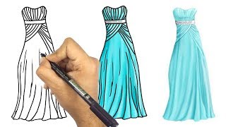 تعلم رسم الملابس و الازياء  كيف ترسم فستان جميل للاطفال  تعليم 
