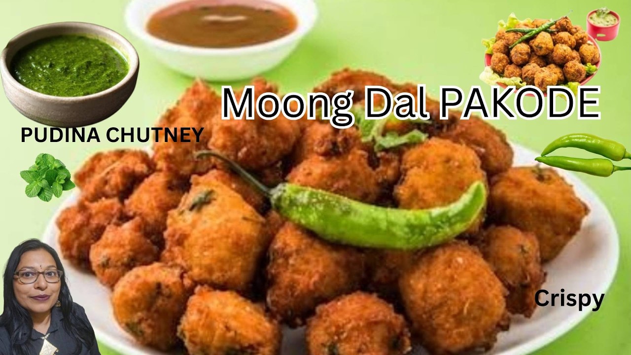 बाहर से Crispy अंदर से Soft 😍 Moong dal Pakoda Pudine Ki Chutney Ke Saath।Easy Evening Snack