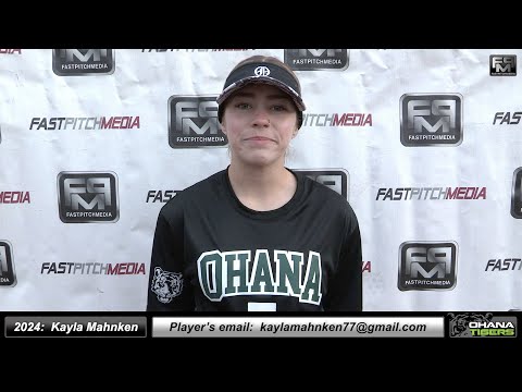2024 Kayla Mahnken 3.5 GPA - Catcher and Second Base Softball Skills Video - Ohana Tigers