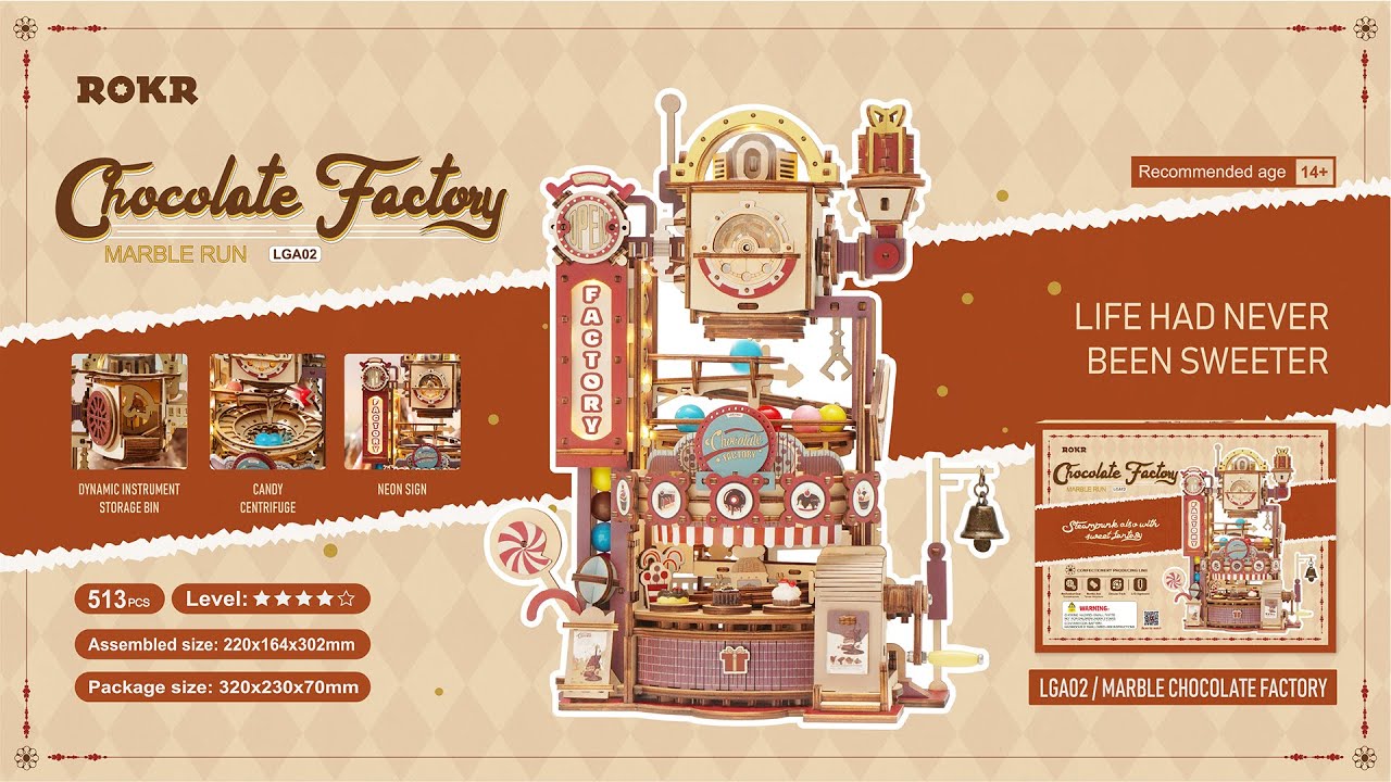 RoboTime 3D skládačka kuličkové dráhy Továrna na čokoládu