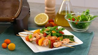 BROCHETAS de LANGOSTINOS y VERDURAS ¡a la plancha! 🦐 Fácil, rápido y sano- Cocinatis