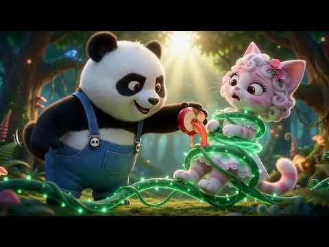 A magical apple🍎 helps Panda Bao rescue a kitten🐱 trapped by vines.#animation #cartoon #pandacartoon