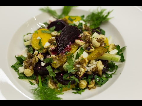 Roasted Beet Fennel Feta and Mint Salad