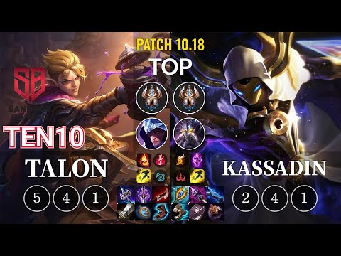 SB Ten10 Talon vs Kassadin Top - KR Patch 10.18