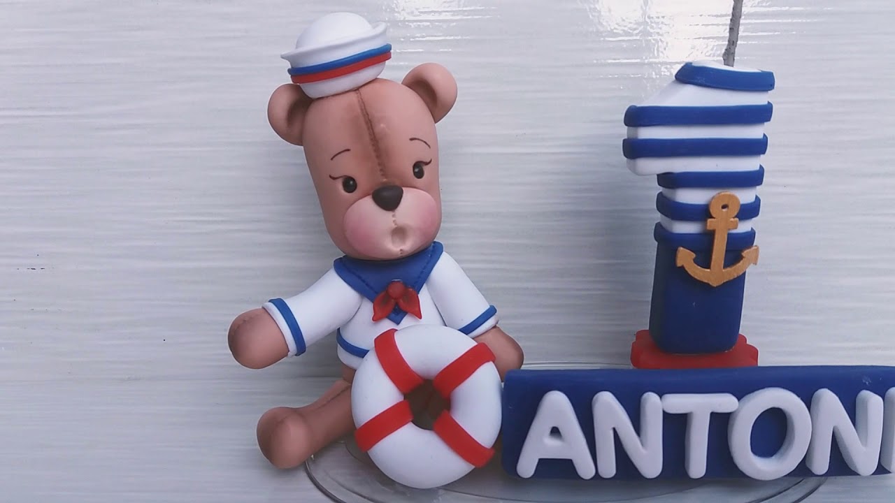 Topo de bolo urso marinheiro.