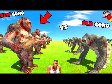 OLD GORO THE GIANT vs NEW GORO THE GIANT in Animal Revolt Battle Simulator Hindi Shinchan and Chop