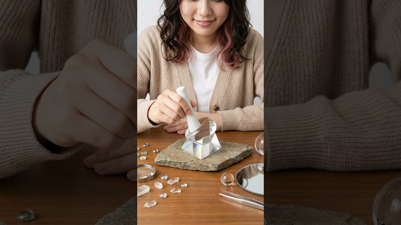 【4k】【ASMR】Crystal Prism Compression – Satisfying Glass Deformation