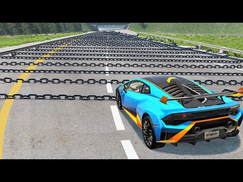 Cars vs Numerous Chains – BeamNG Drive