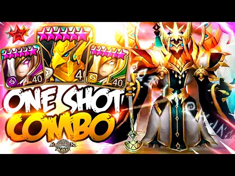 ONE SHOT COMBO with Odin, Herteit and Kahli   Summoners War
