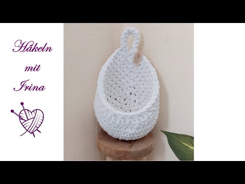 Crocheted hanging basket, easy crochet basket, crochet basket, basket