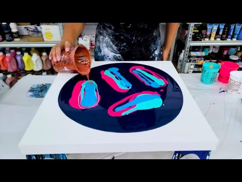 Lisa Frank Vibes 😎 - Pink + Aqua is My NEW Favorite Color Combo! - Acrylic Pouring