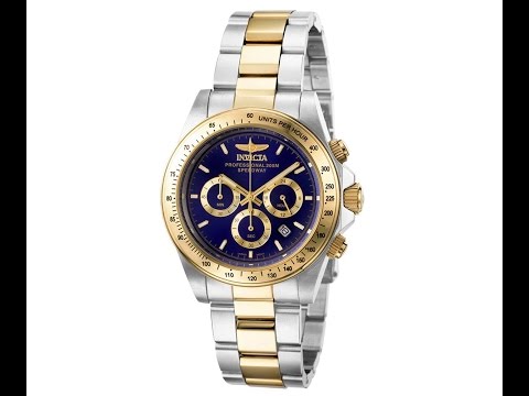Invicta 3644 Men's Speedway Two Tone Blue Dial Chronograph Watch Review Video