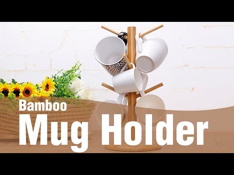 Bamboo Mug Holder with 6 Hooks