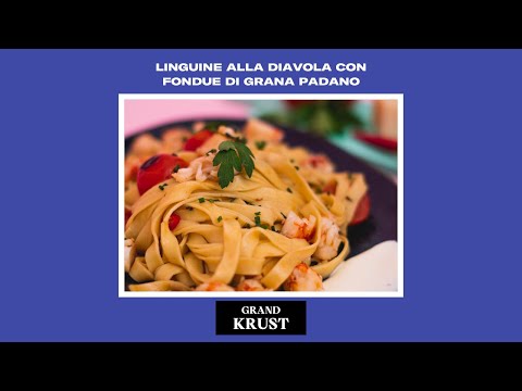 Linguine alla diavola con gamberi argentini e fondue di Grana Padano - Ricetta #GrandKrust