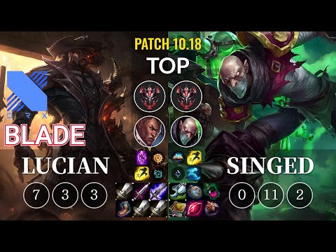 DRX Blade Lucian vs Singed Top - KR Patch 10.18