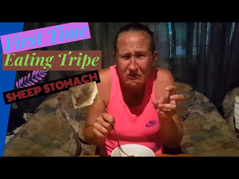 Eating Tripe for the first time.