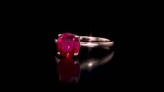 REEDS Jewelers Round Created Ruby Rose Gold Solitaire Promise Ring