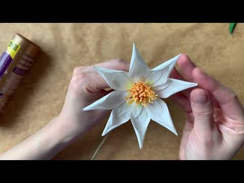 How to make a Star Dahlia flower from crepe paper