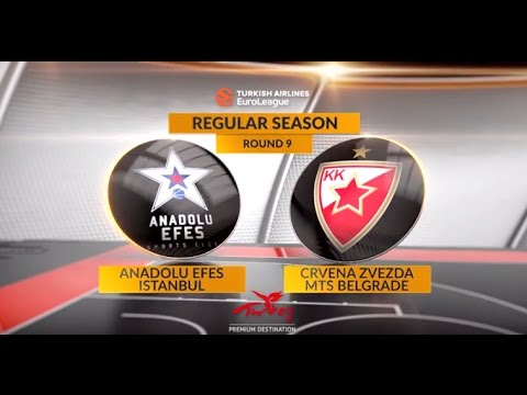 EuroLeague Highlights RS Round 9: Anadolu Efes Istanbul 100-79 Crvena Zvezda mts Belgrade