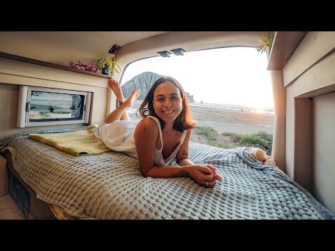 VAN LIFE Night Time Routine - cozy dinner, market & drive in theatre