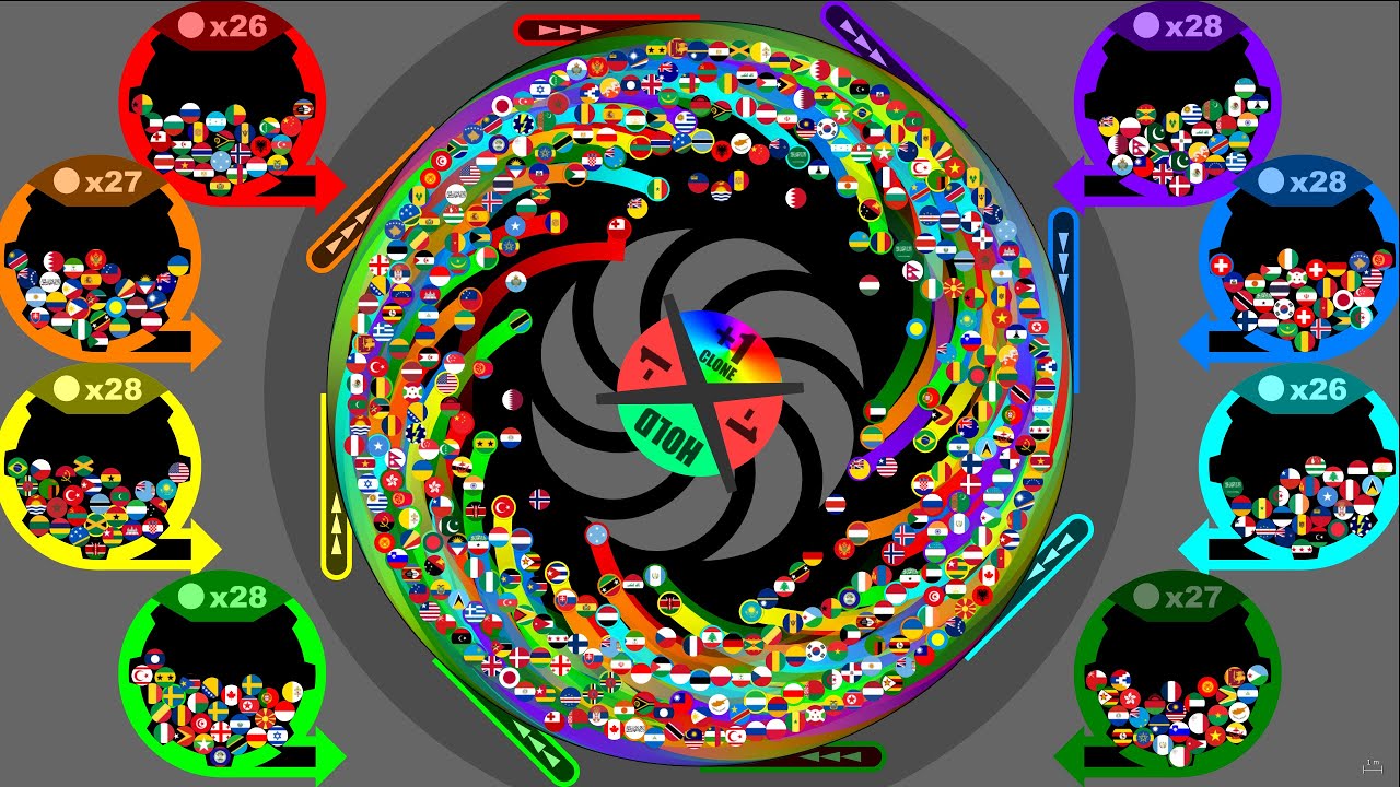 Roulette Survival (All Countries Special Edition) - Country Marble Race in Algodoo