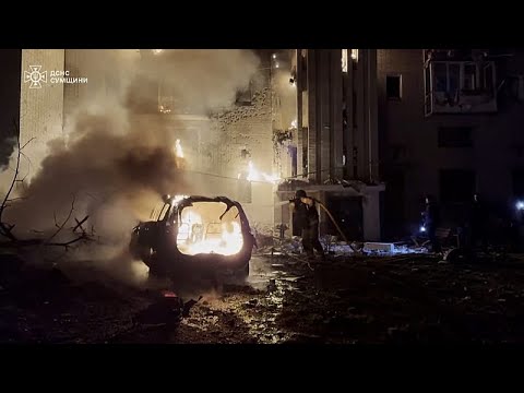 Video Thumbnail: New Russian drone strikes hit Ukraine's Sumy region, residents evacuated amid fires