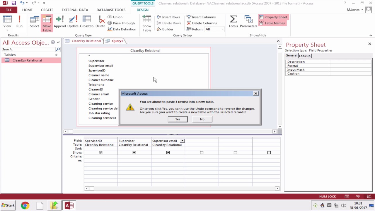 BTEC 2016 UNIT 2 SAM 2: Importing Data and Creating Tables