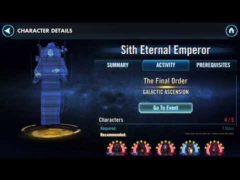 To get sith eternal Emperor tier 1