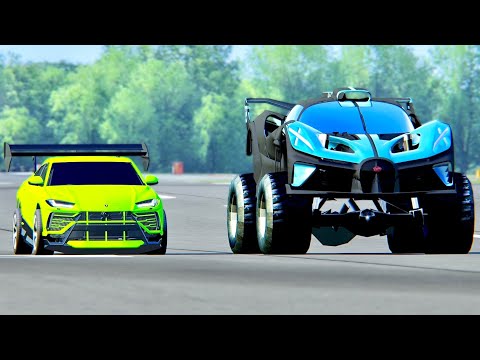 Lamborghini Urus GTR vs Bugatti Bolide Monster Truck at Top Gear Track