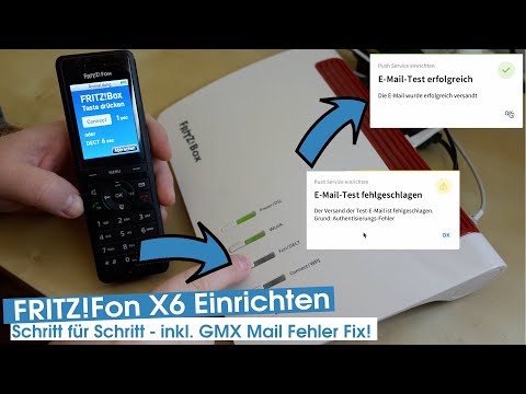 FritzFon X6 DECT-Telefon an FritzBox anmelden & einrichten + Anrufbeantworter & GMX-Mail Versand!
