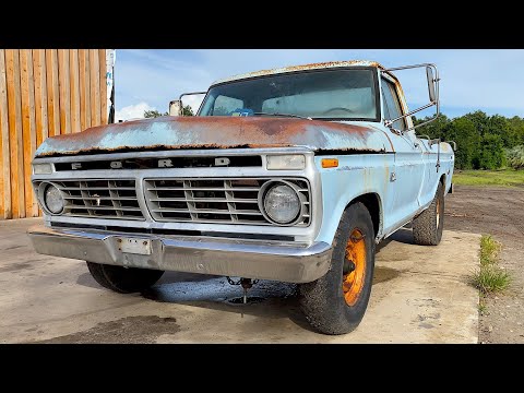 SWAMP Dragon Rescue! DETAIL & RUSTED Abandoned 1974 F250 Custom 390 V8 FORD, Vintage Restoration CT
