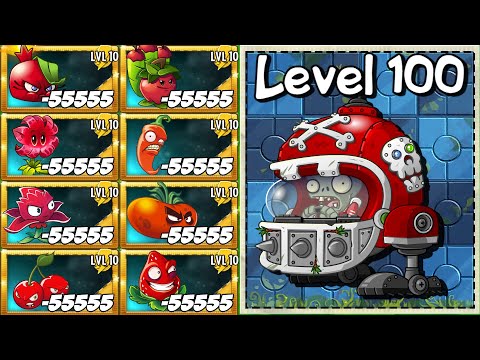 PvZ 2 Every 100 RED & ORANGE Plant Max Level vs Mecha-Football Zombie 100 Level