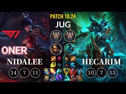 T1 Oner Nidalee vs Hecarim Jungle - KR Patch 10.24