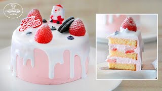 (핑크핑크♡) 딸기 생크림 케이크 만들기, 크리스마스 케이크, Strawberry cake Recipe, 쿠킹씨 cooking see