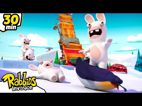 Rabbids have a blast in the cool! 😎🐧 | RABBIDS INVASION 🐰 | 30mn Compilation | Cartoon for kids