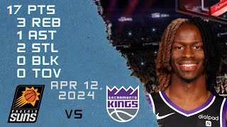 Keon Ellis player Full Highlights vs SUNS NBA Regular season game 12-04-2024