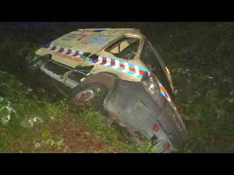 3 Injured As Ambulance Skids, Overturns