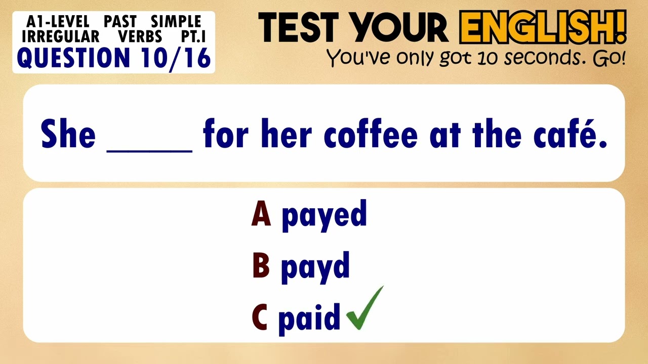 Past Simple Irregular Verbs Part 1 | Elementary (A1) English Quiz
