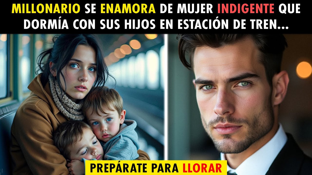 MILLONARIO SE ENAMORA DE UNA MUJER ABANDONADA QUE DORMÍA CON SUS HIJOS EN LA ESTACIÓN DE TREN...