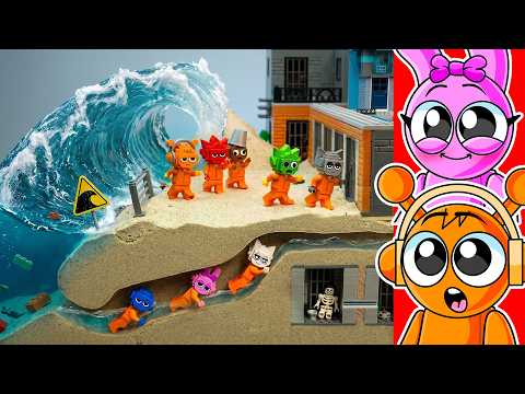 LEGO PRISON vs GIANT TSUNAMI..??