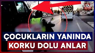 İçinde Öğrenci Olan Servisin Şoförü İle Motokurye Arasında Çocukları Korkutan An