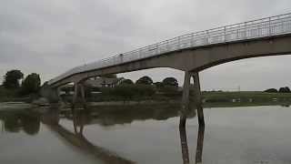 River Dee at Saltney Ferry footbridge Flintshire Wales near Chester UK