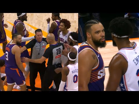 Dillon Brooks gets into it with Kelly Oubre Jr then has words with Joel Embiid