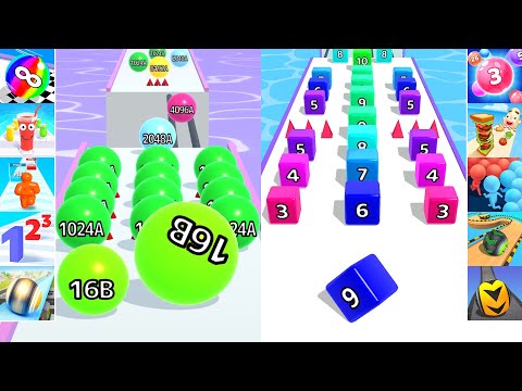 ✅ Satisfying Video Mobile Games - Ball Run 2048 Infinity Vs Marble Run 3D - Gameplay Walkthrough