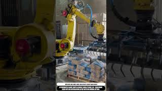Industrial Robot Arm Stacks Cement Bags Automatically