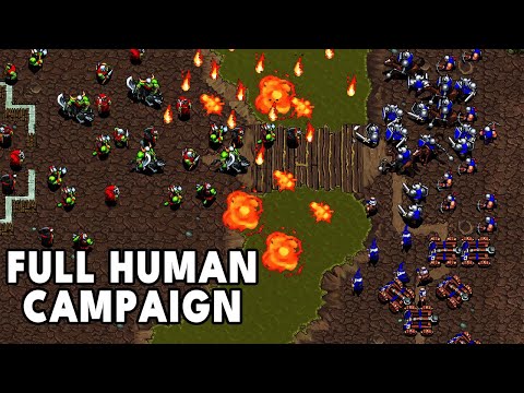 Warcraft 1 Remastered Full Human Campaign Gameplay & Story (Speedrun / Walkthrough)