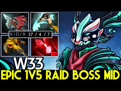 W33 [Outworld Devourer] Epic 1v5 Raid Boss Mid No Mercy 37 Kills Dota 2