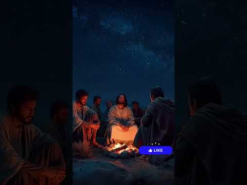Jesus and His Disciples by the Campfire Under a Starry Night