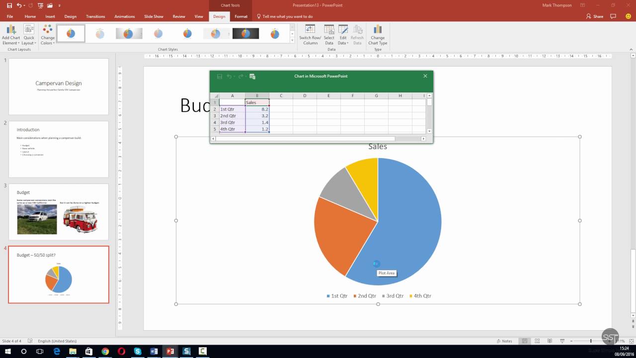 PowerPoint 2016 - Insert and edit a pie chart