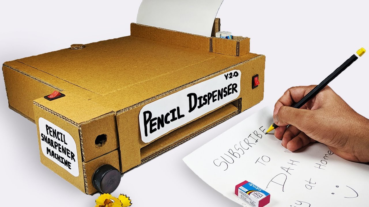 How to make Pencil Dispenser Sharpener Machine using Cardboard ✏️